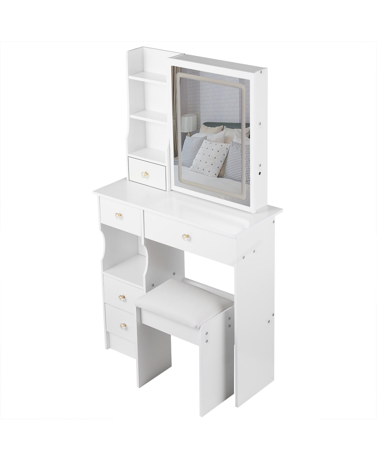 Streamdale Furniture Led Mirror Vanity Table with Stool