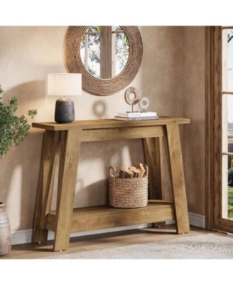 41.3" Farmhouse Console Table, 2-Tier Wooden Entryway Table