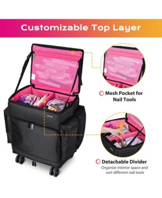 Rolling Nail Polish Organizer Manicure Storage Case Makeup Trolley