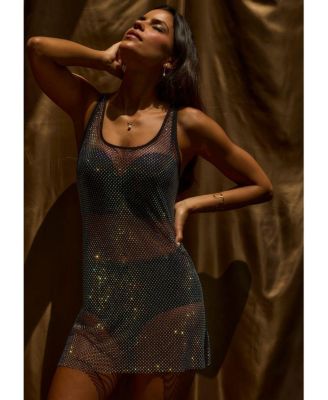 Women's Rhinestone Mesh Negligee