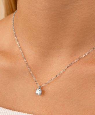 Round Cubic Zirconia Prong Set Pendant Necklaces