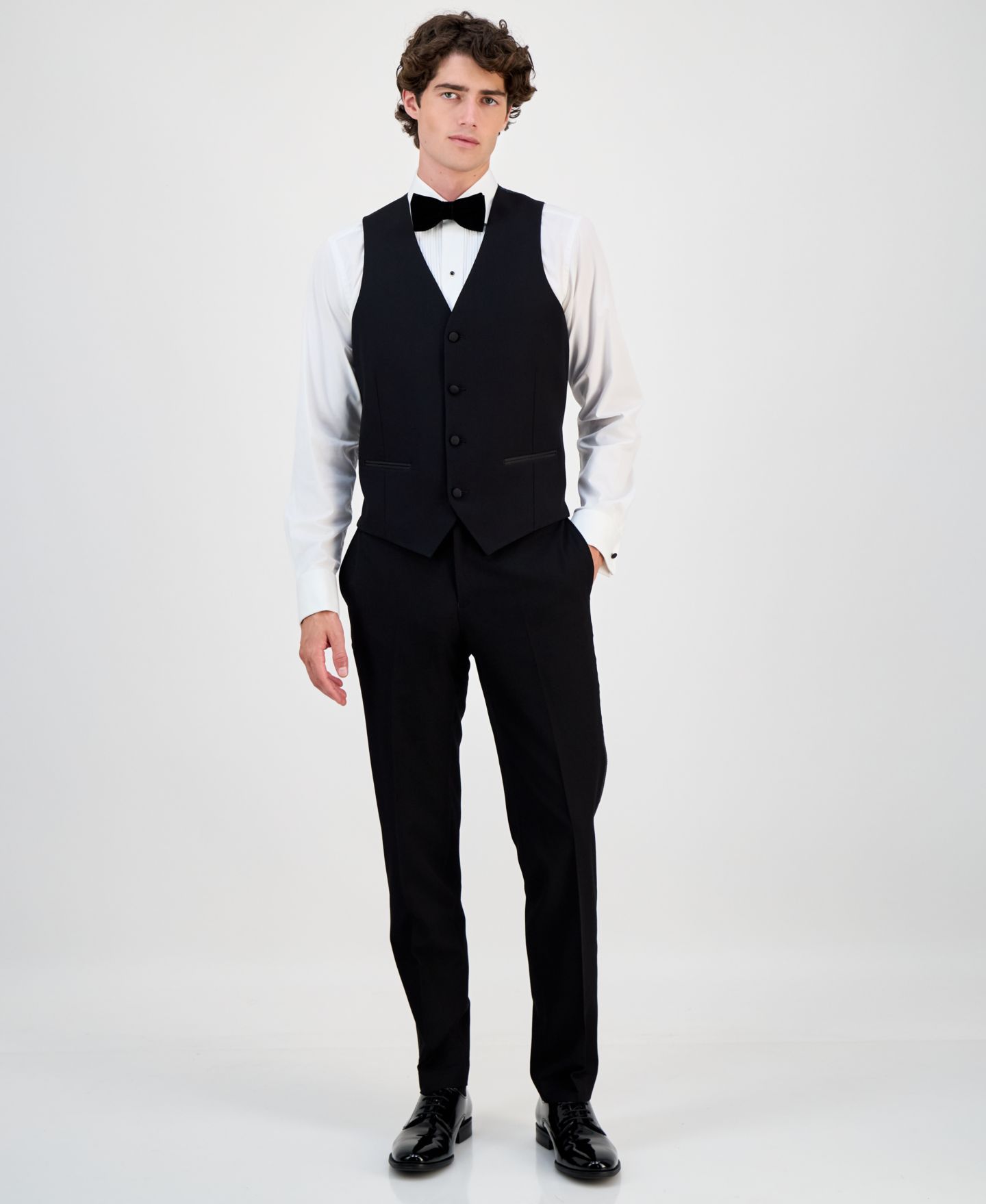 Мужской жилет Alfani Slim-Fit Stretch Tuxedo Vest, цвет: Чёрный — фото 5