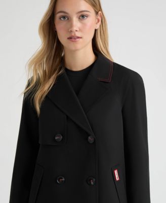 Womens Double Breasted Short Trench Jacket