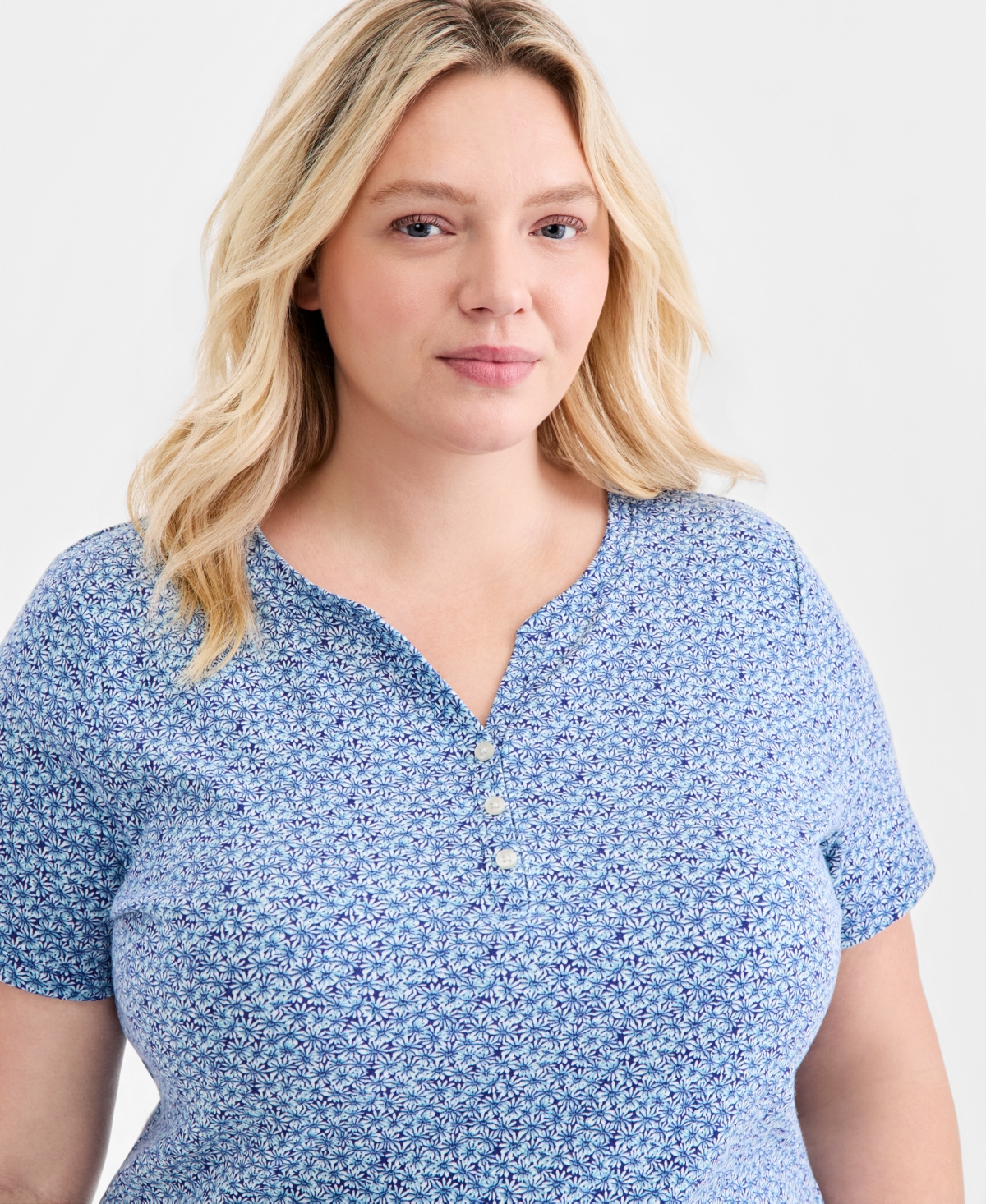 Style & Co Plus Short-Sleeve Henley Top