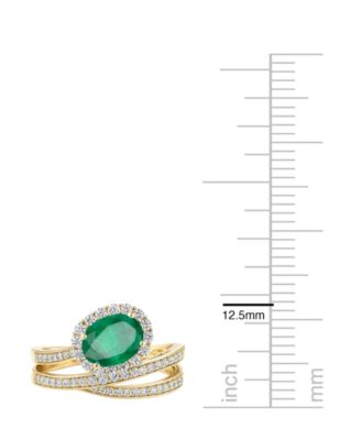 Emerald (1-1/5 ct. t.w.) And Diamond (1/2 ct. t.w.) Ring in 14k Yellow Gold (Also Available in Sapphire & Ruby)