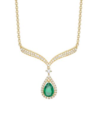 Sapphire (7/8 ct. t.w.) And Diamond (1/3 ct. t.w.) Necklace in 14k White Gold (Also Available in Emerald & Ruby)