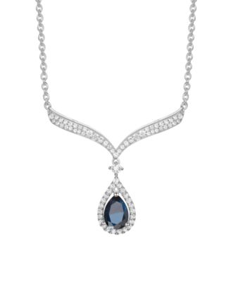 Sapphire (7/8 ct. t.w.) And Diamond (1/3 ct. t.w.) Necklace in 14k White Gold (Also Available in Emerald & Ruby)
