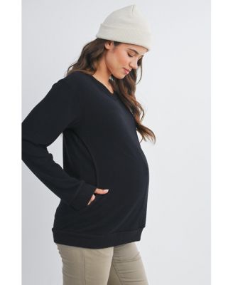 Maternity Casual V Neck Long Sleeve Pullover Top