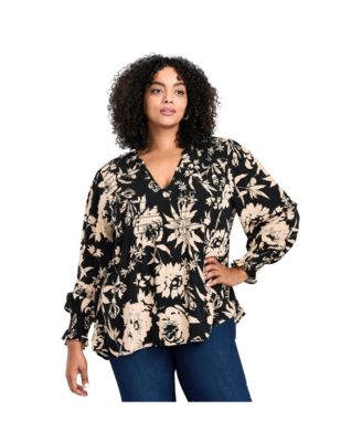 Women's Plus Size Marcie Shirred Detail Blouse Tops