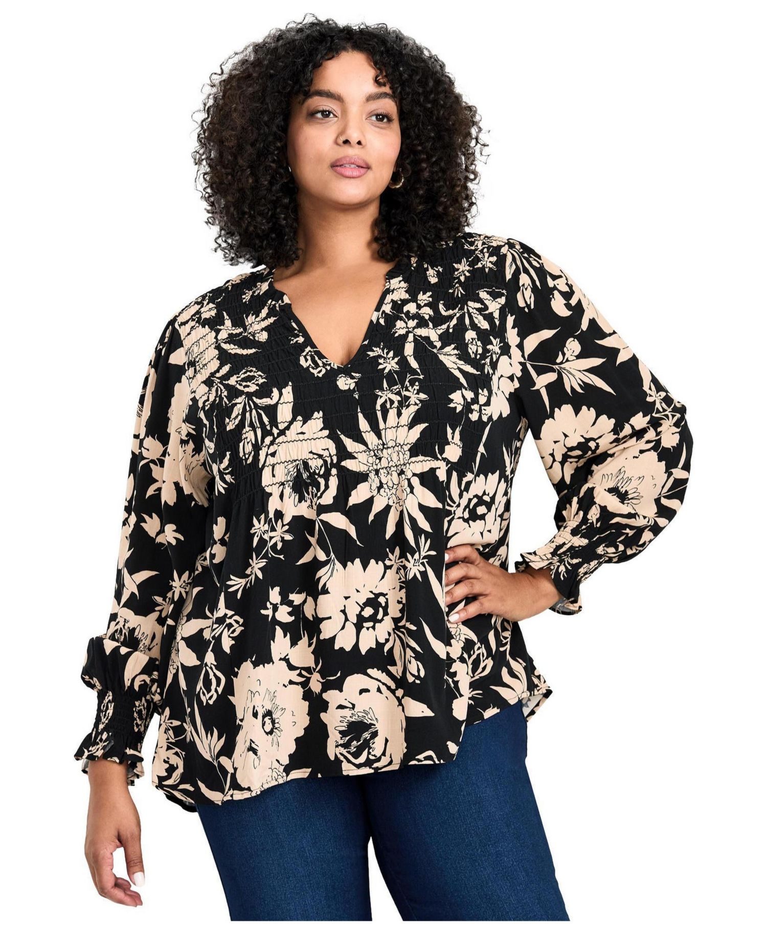 Women's Plus Size Marcie Shirred Detail Blouse Tops