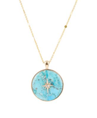 Celestial Blue Turquoise Golden Pendant Necklace