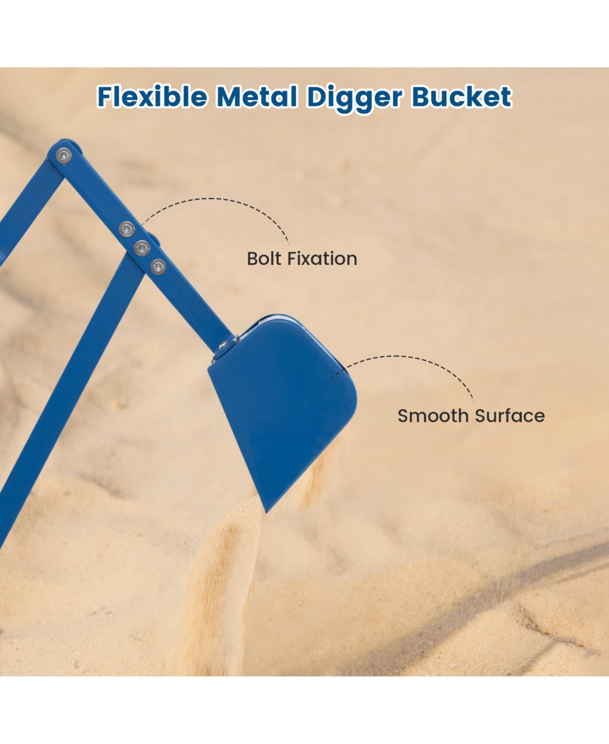 Hongge Kids Sand Digger Toy with Two-Hand Controls and Metal Shovel Arm
