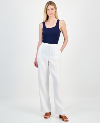 Women's 100% Linen Drawstring Pants, Created for Macy's