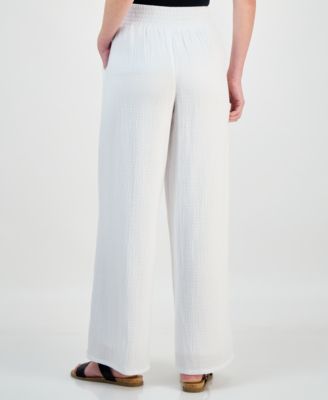 Women's Wide Leg Cotton Gauze Pants, Created for Macy's