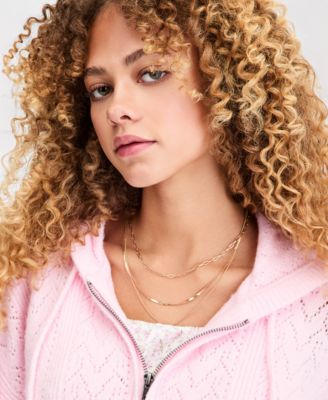 Juniors' Pointelle Sweater Hoodie