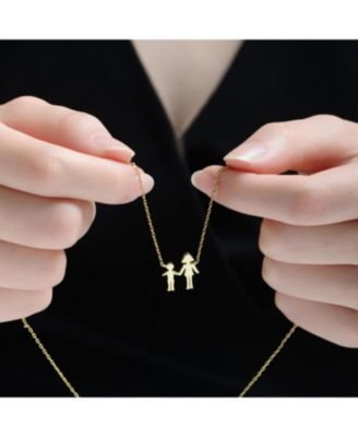 Women's 14K Gold Plated Mother & Son Family-Themed Necklace