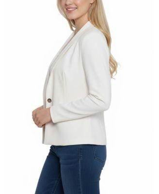 Petite Cropped Long Sleeve Crepe Jacket