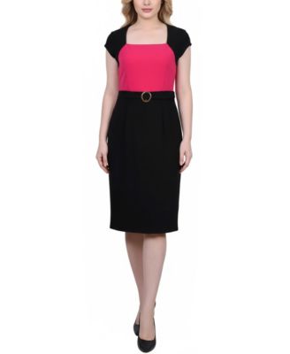 Petite 3/4 Sleeve 2 Piece Colorblocked Dress Set