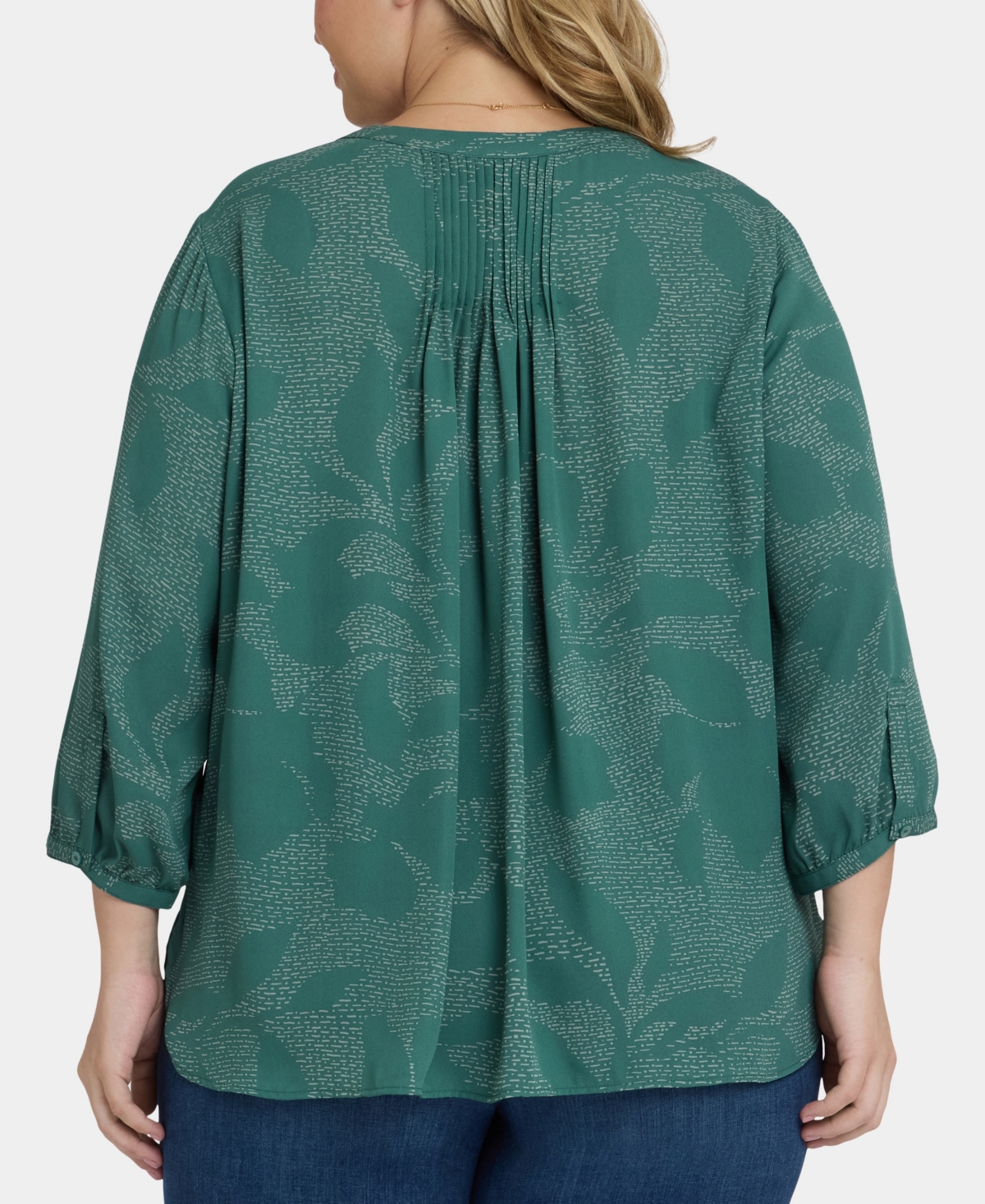 Nydj Plus Pintuck 3/4 Sleeve Top