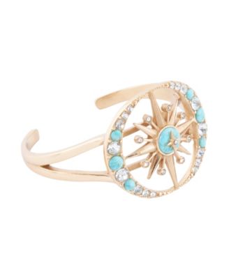Celestial Blue Turquoise Golden Cuff Bracelet