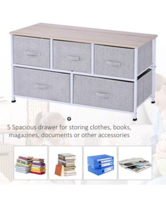40" L Chest of Drawer, 5 Drawer Dresser Unit Horizontal Storage