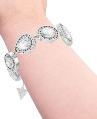 Rhinestone Silver-Tone Statement Bracelet