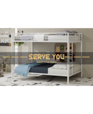 Streamdale Multi-Functional Square Tube Iron Bunk Bed, Full Over Full, White