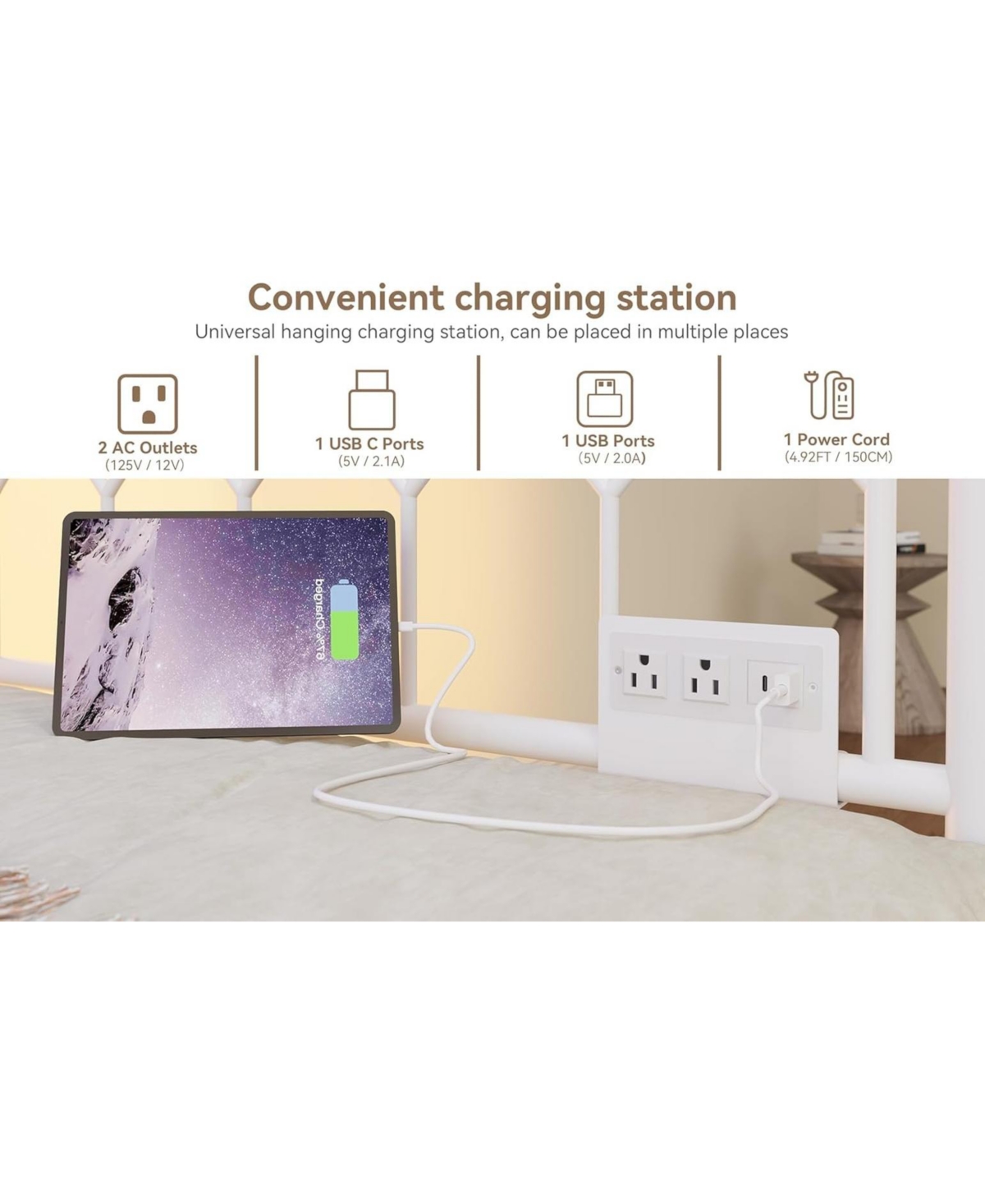 gaomon Twin Size Metal Daybed with Trundle Charging Station Led Lights Sofa Bed