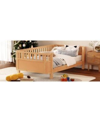 Twin Wood Platform Bed with Rails