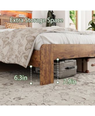 Streamdale Queen Bed Frame w/ LED Headboard, USB Ports & Under Bed Storage