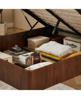 Streamdale Queen Size Lift Up Storage Bed Frame, Walnut