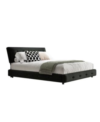 Queen Size Pine Wood and Metal Frame Bed Frame with Tufted Headboard, Chenille Platform Bed