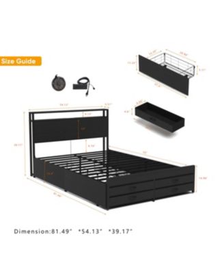 Streamdale Full Size Bed Frame with 8 Storage Drawers & LED Headboard