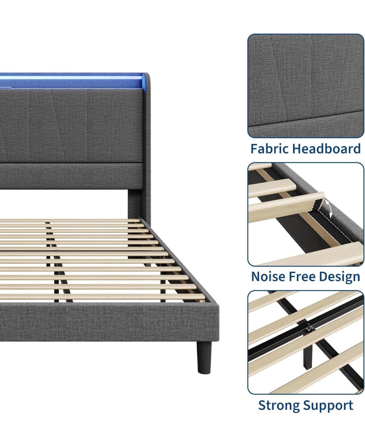 gaomon Easy Assembly Queen Size Upholstered Bed Frame Space Saving, for Living Room, Guest Room