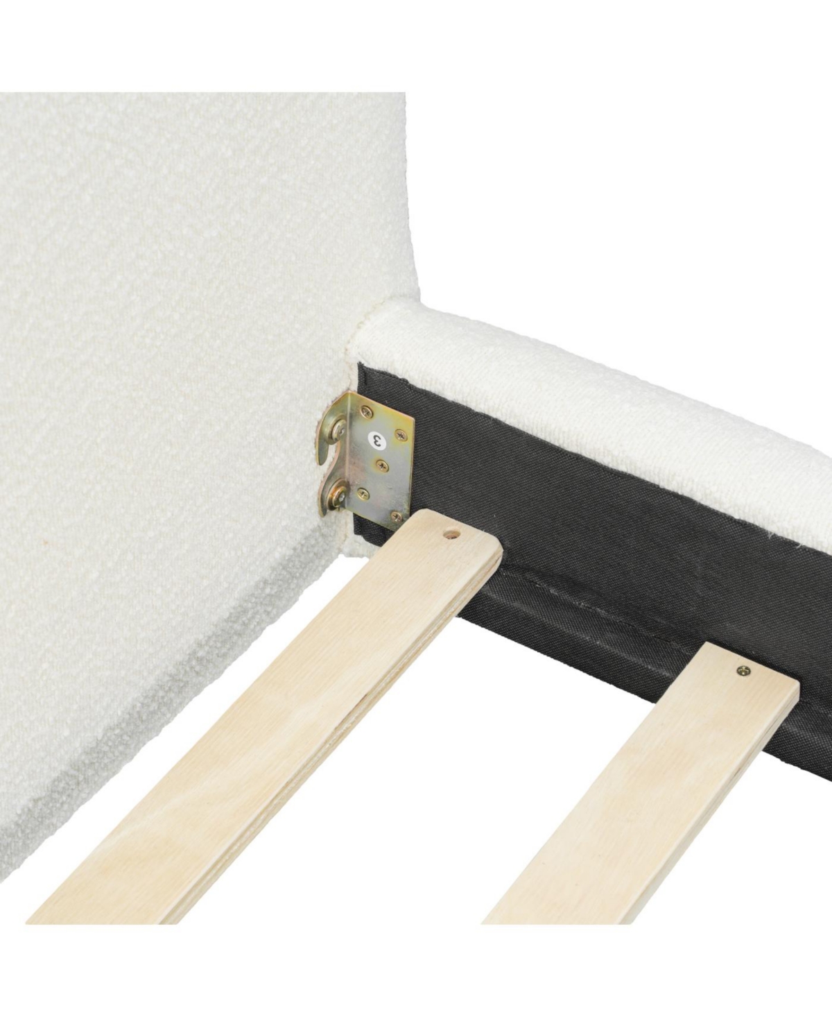 Streamdale Queen Size Boucle Upholstered Platform Bed with Solid Wood Legs, White