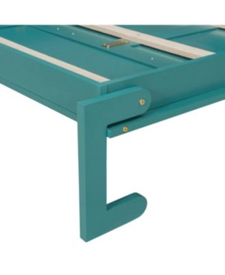 Twin Size Rotating Wall Murphy Bed with Bookshelf & Desk, Teal