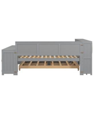 Streamdale Full Size Daybed with Storage, Drawers, Trundle, Charging Station, LED, Desk, Cabinet