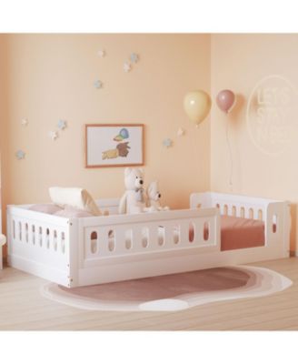 Twin Platform Bed with Guardrail (Natural)