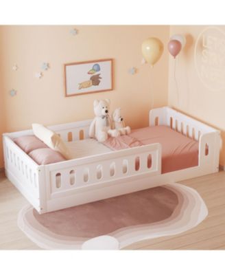 Twin Platform Bed with Guardrail (Natural)