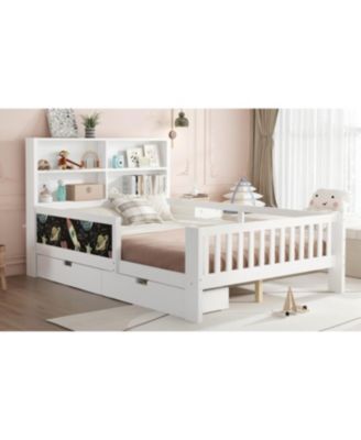  Full Platform Bed with Chalkboard, Storage, Shelves