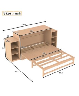 Queen size Pine, MDF, and Plywood storage drawers and shelves Murphy bed