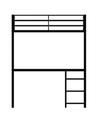 Full Size Loft Bed with Desk & Shelves, Heavy Duty Metal Frame, Black
