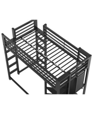 Loft Bed with Desk, Metal Twin Size Loft Bed Frame, Black Bedroom Bed Frame