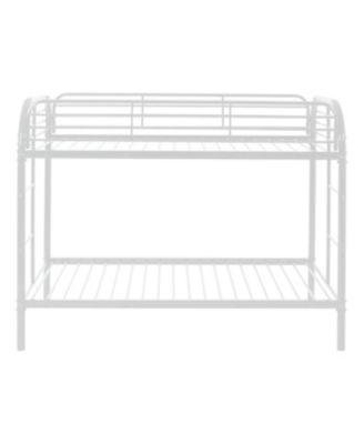 Metal Twin Over Twin Bunk Bed with 2 Ladders & Guardrail, White
