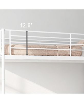 Streamdale White Twin Over Twin Metal Bunk Bed with Ladder, Storage, Noise-Free