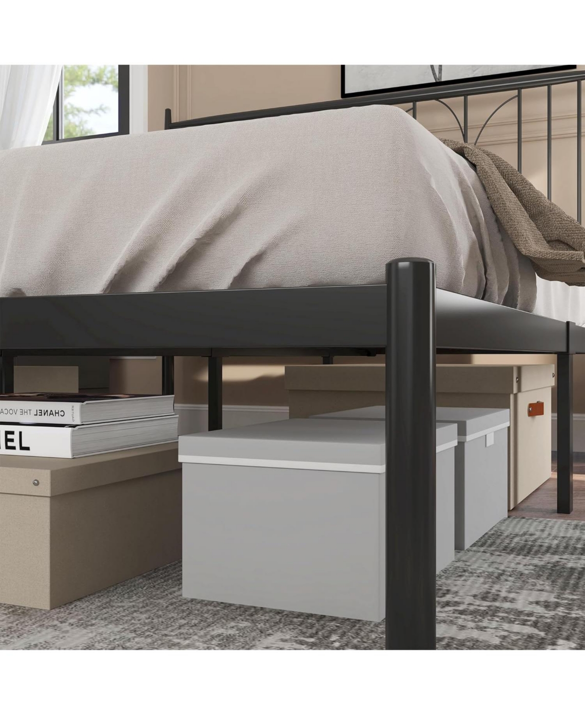 Gaomon Metal Bed Frame, Full Platform Bed with Modern Style Headboard and Mattress Foundation with Spacious Underbed Storage