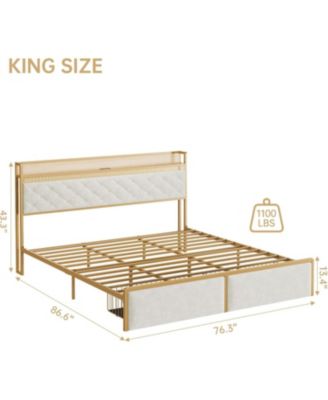 Velvet Upholstered Platform Bed Frame with Curved Button-Tufted Headboard, Golden Base and Sturdy Wood Slat Support