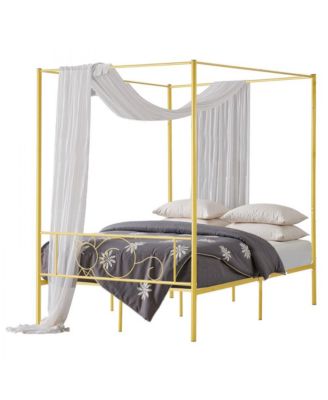 Canopy Bed with Metal Frame, Headboard, and Four Posters