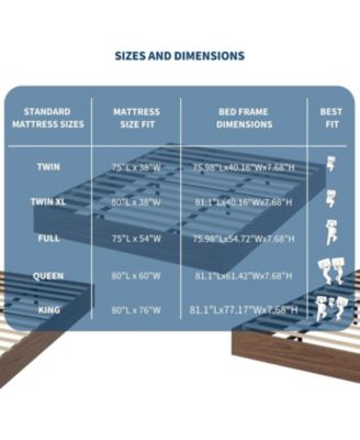 Twin Size Floor-Standing Minimalist, Sturdy Wooden Slats, No Box Spring, Walnut Solid Wood Platform Bed