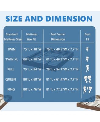 King Size Wood Platform Bed Frame, No Headboard, Wood Slat Support, No Box Spring Needed, Burlywood
